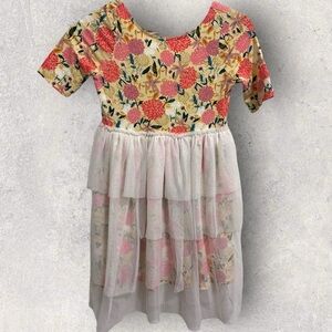 Tea collection tiered tulle floral dog print dress